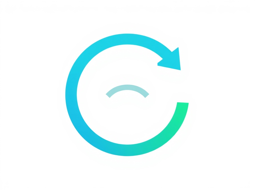 A flat vector design of a WiFi symbol combined with a circular arrow, using corporate blue and green colors, isolated on a white background. Clean, scalable, minimalist.